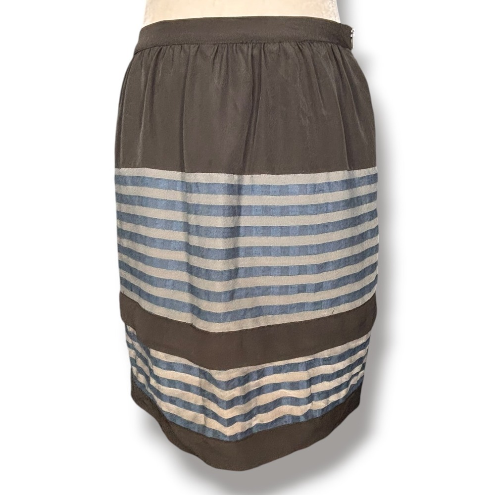 W118 by Walter Baker Jaime Skirt Navy Stripe Small Zip Back Minimalist Classic